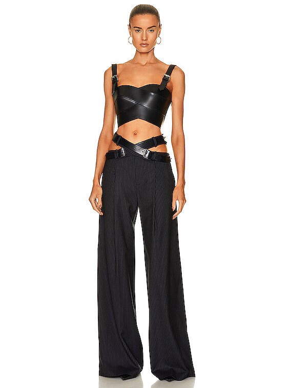 Monse Leather Belt Bustier Top in Black | FWRD