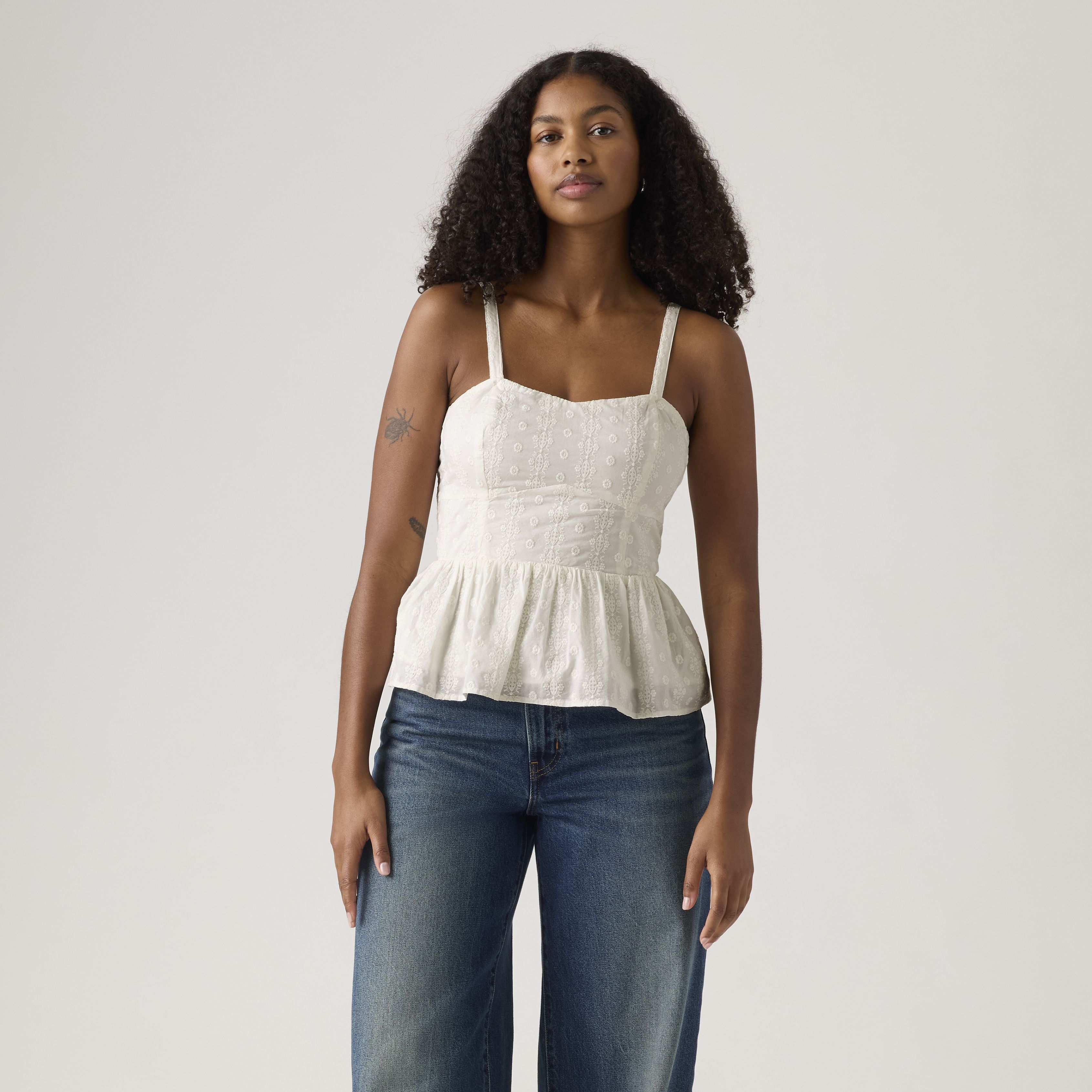 Lula Eyelet Peplum Tank Top - White | Levi's® US