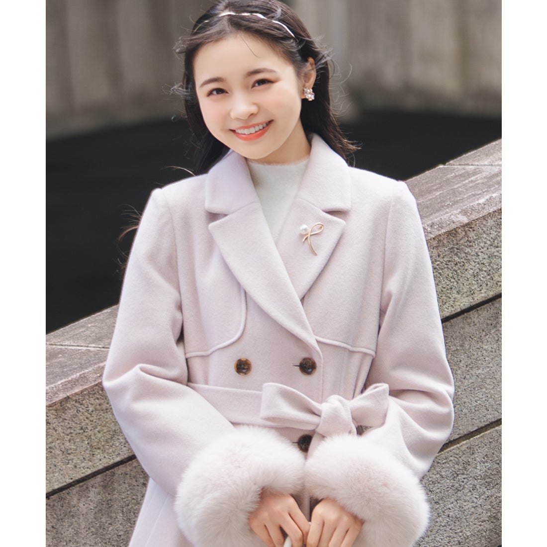 ウィルセレクション WILLSELECTION リアルファー付きウールフレア