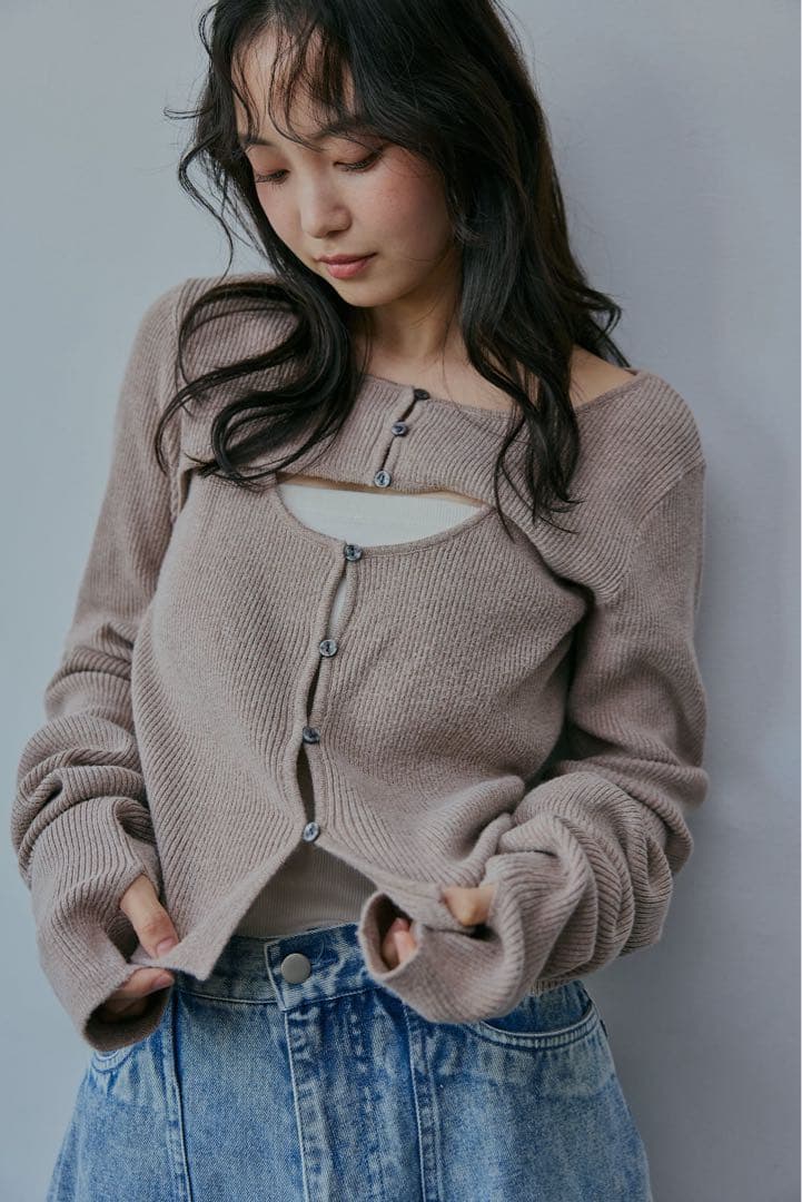 andequal ドッキングリブニット ベージュ トーキョーシャツ TOKYO SHIRTS リブタートル ニットプルオーバー