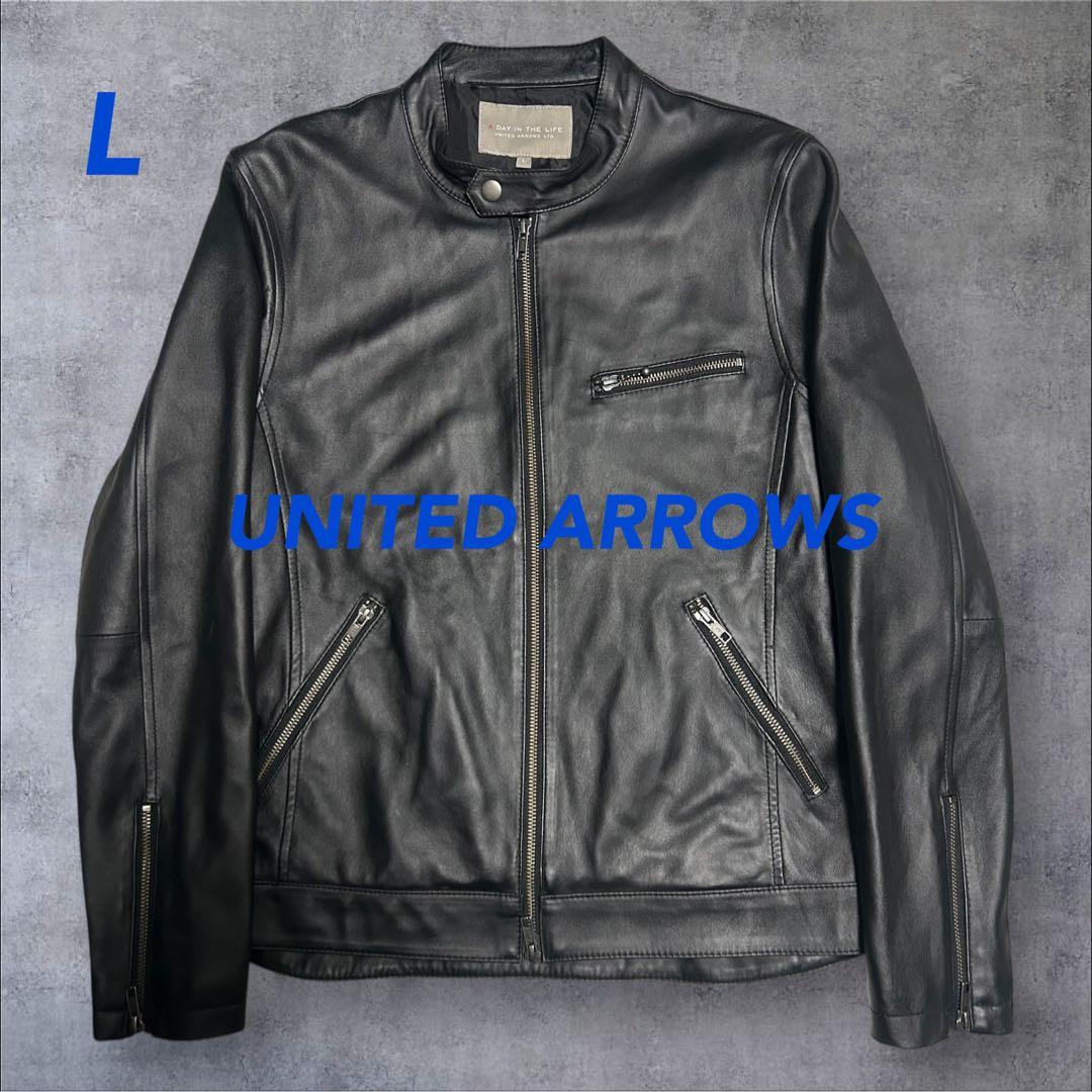 【美品】UNITED ARROWS 　シングルライダース　ゴートレザー　L 黒 UNITED ARROWS ユナイテッドアローズ ライダースジャケット シングル