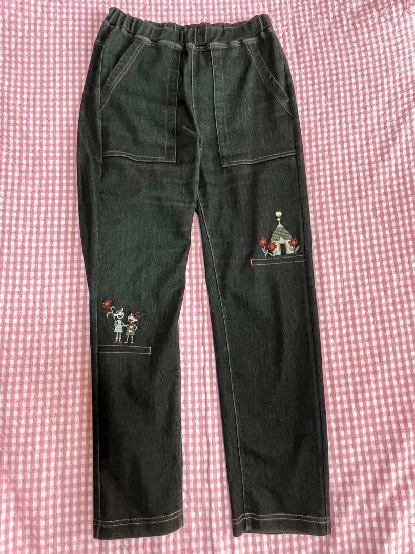 【最終値下げ】アルベロベロ　デニムパンツ アルベロベロ 318090 デニムパンツ M ネイビー パッチワーク ビジュー