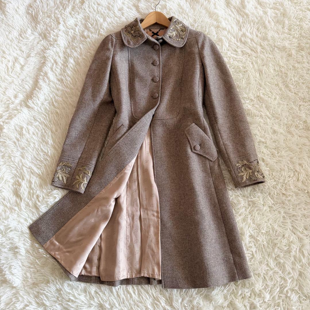 【未使用に近い】ブルマリン　ロングコート　ウール　刺繍　グレージュ　Lサイズ カタログ掲載】プレミアムウールカシミヤロングコート | LAUTREAMONT