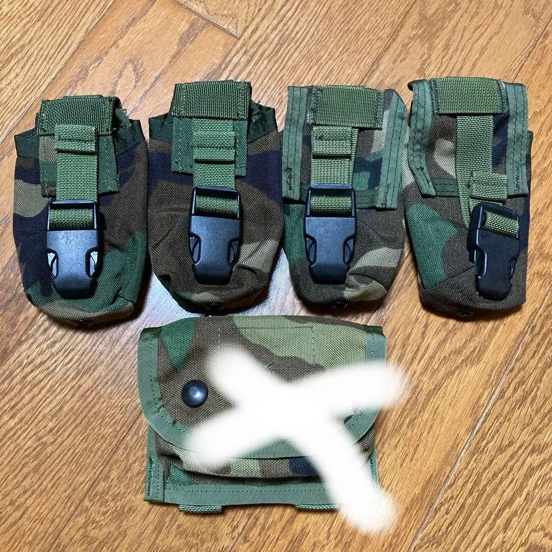 FSBE ウッドランド ポーチ 4個セット 16072009 SDS製 MOLLE CQB M4ダブルマガジンポーチ *ウッドランド色
