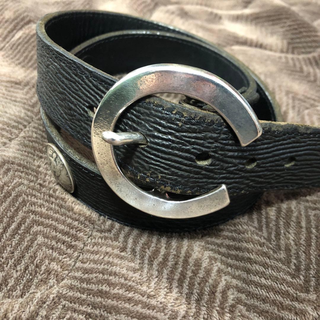 K*U様 ALZUNI カスタム ベルト コンチョ 40mm コンチョ ベルト サドルレザー クロ 本革 革 レザー カジュアル