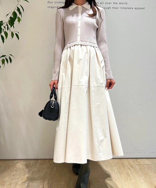 JUSGLITTY（ジャスグリッティー）の「衿ニットドッキングワンピース