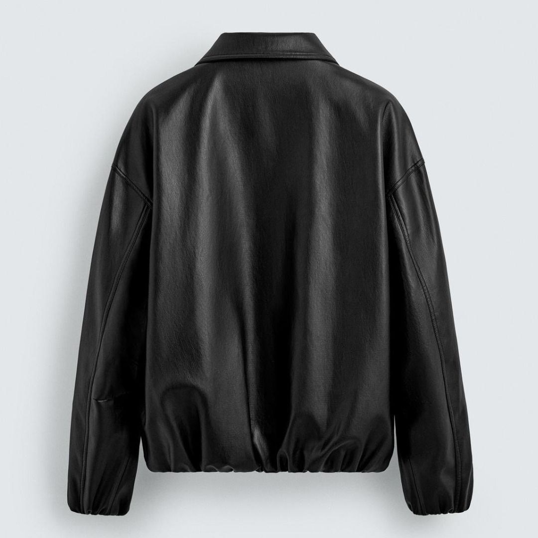 ZARA］フェイクレザーボンバージャケット (ZARA/レザージャケット